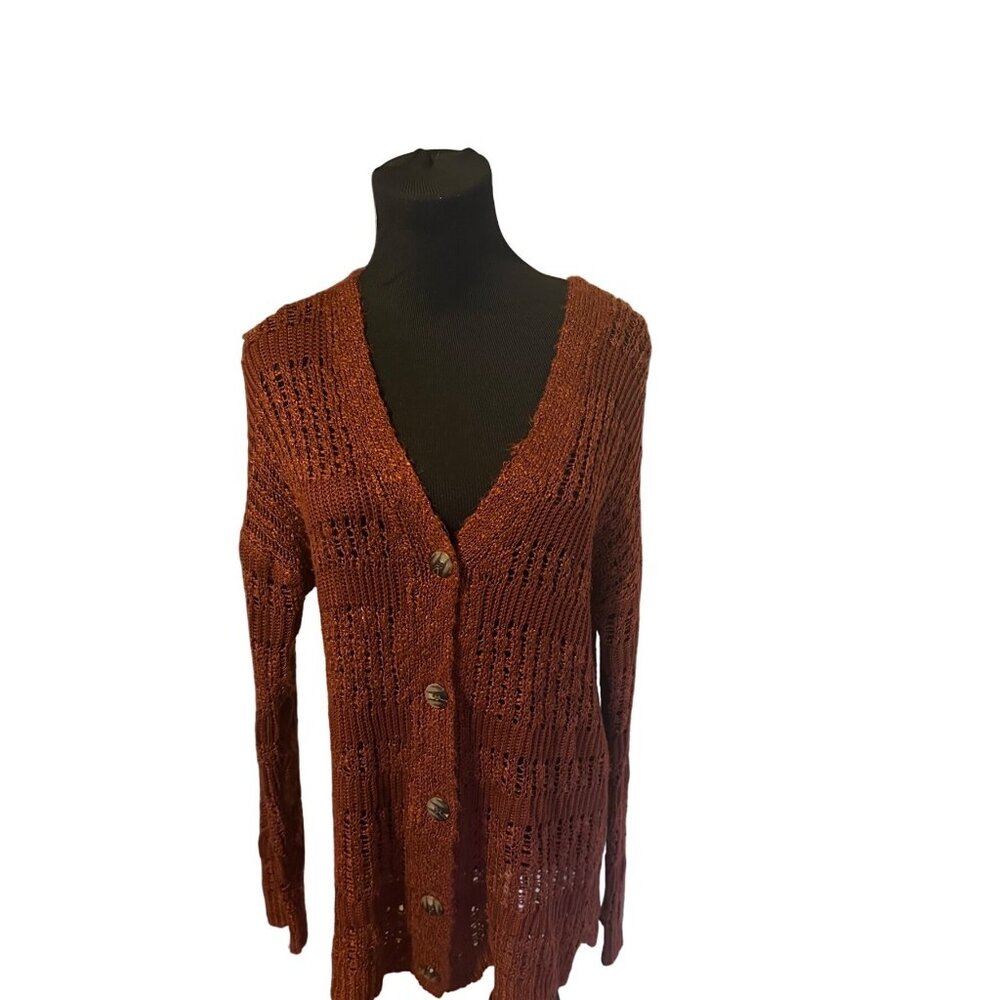 Mudd super soft brown button up cardigan sweater size L